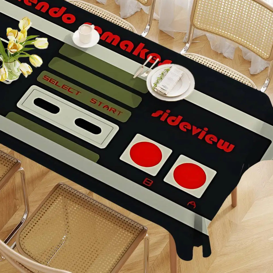 Mantel rectangular para niños con gamepad retro, impermeable y fácil de limpiar, para salas de juegos, meriendas y reuniones familiares