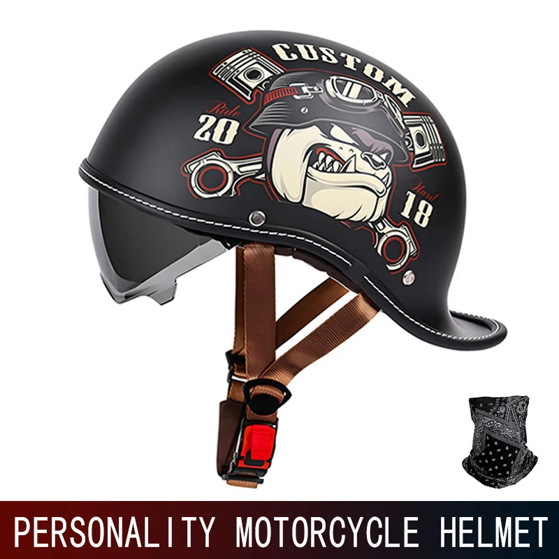 Retro Tail Half Helmet Unisex &ndash; Lightweight ABS Shell F-22-1 / XXL / CHINA