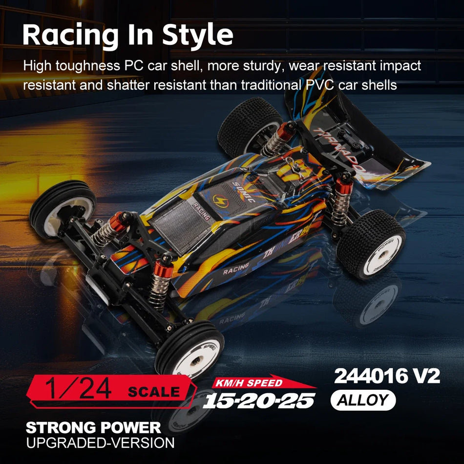 Coche de carreras RC 1:24 con giroscopio, 2WD, control remoto 2.4G para niños