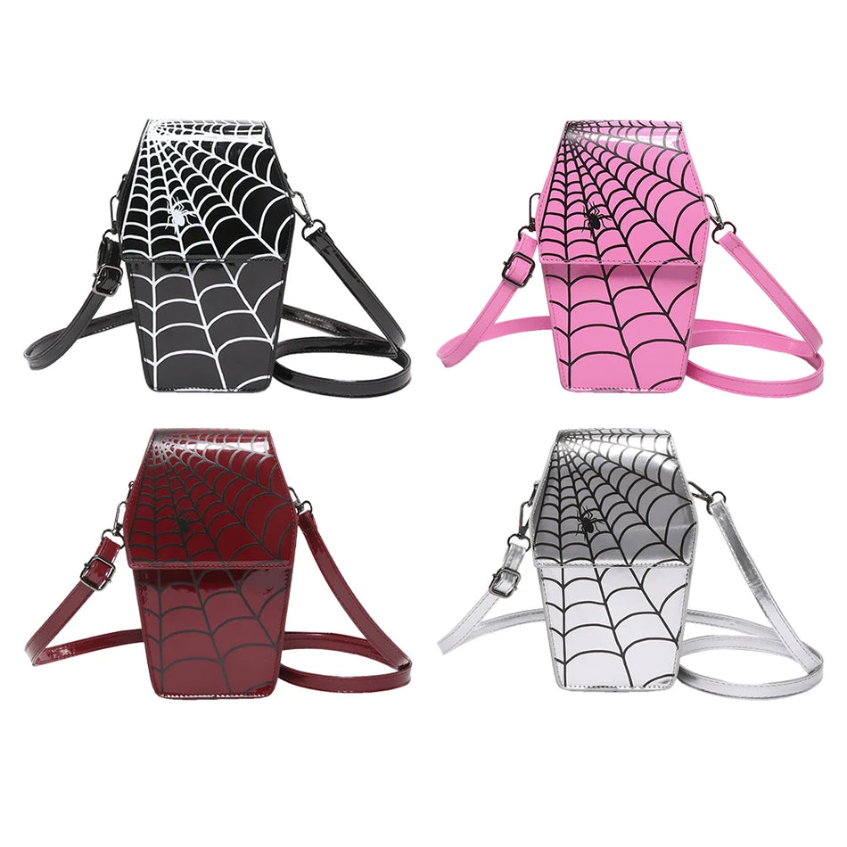 Gootiik Kirst Õlakott Spider Web PU Nahk Cosplay