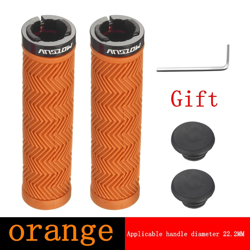 MOTSUV Bicycle Grips &ndash; Non Slip Lock Ring Design MTB Orange