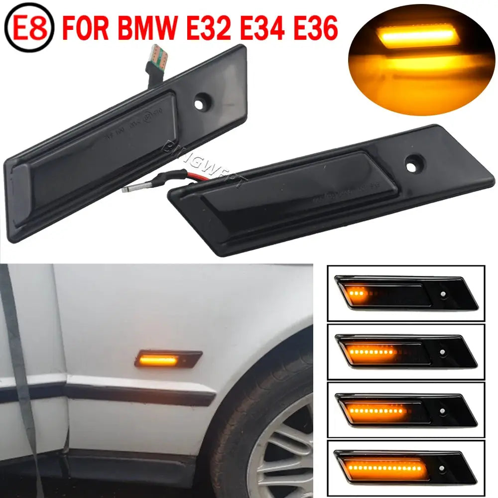 2PCS/LOT Flashing Sequential Dynamic Turn Signal Side Marker Lamp For BMW E30 E32 E34 E36 Led Light 1990-1996 M3 M5 3 5 7 Series by InterCyprus Trading Ltd