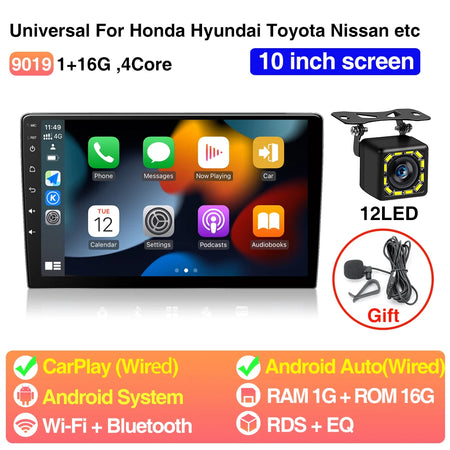 9Inch 10Inch Car Radio Universal CarPlay &ndash; GPS Bluetooth 10inch1 16G 12LED