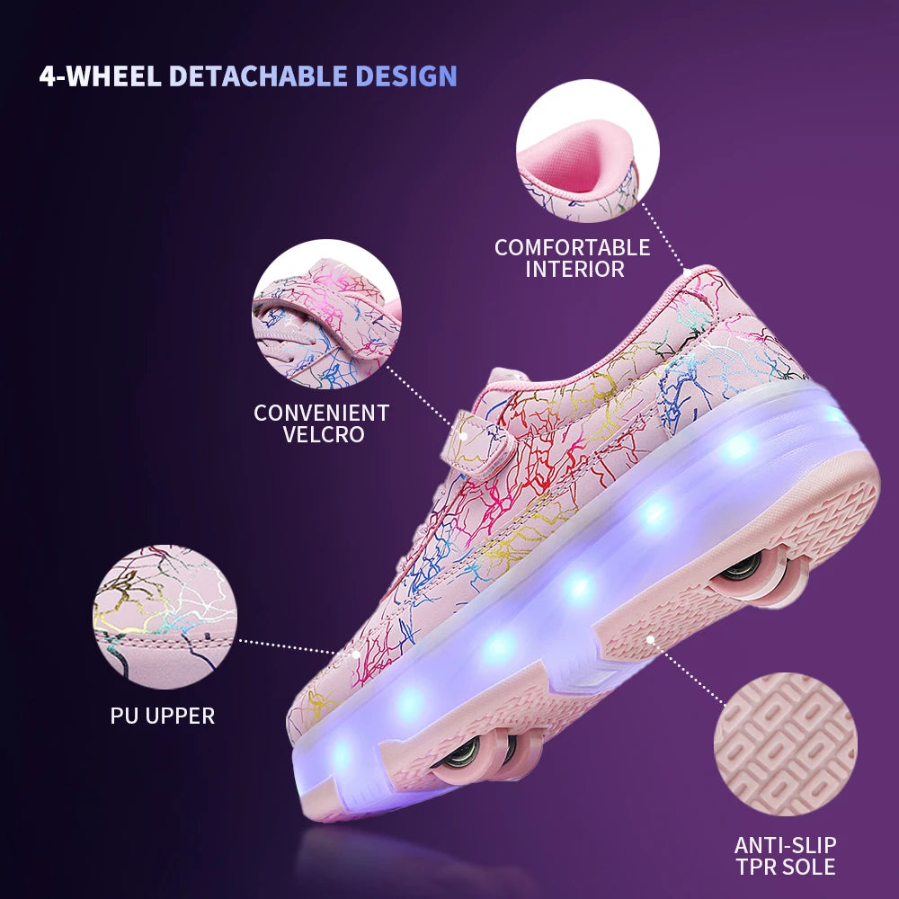 4 Wheel Dual-Use Roller Skates &ndash; Detachable Wheels System