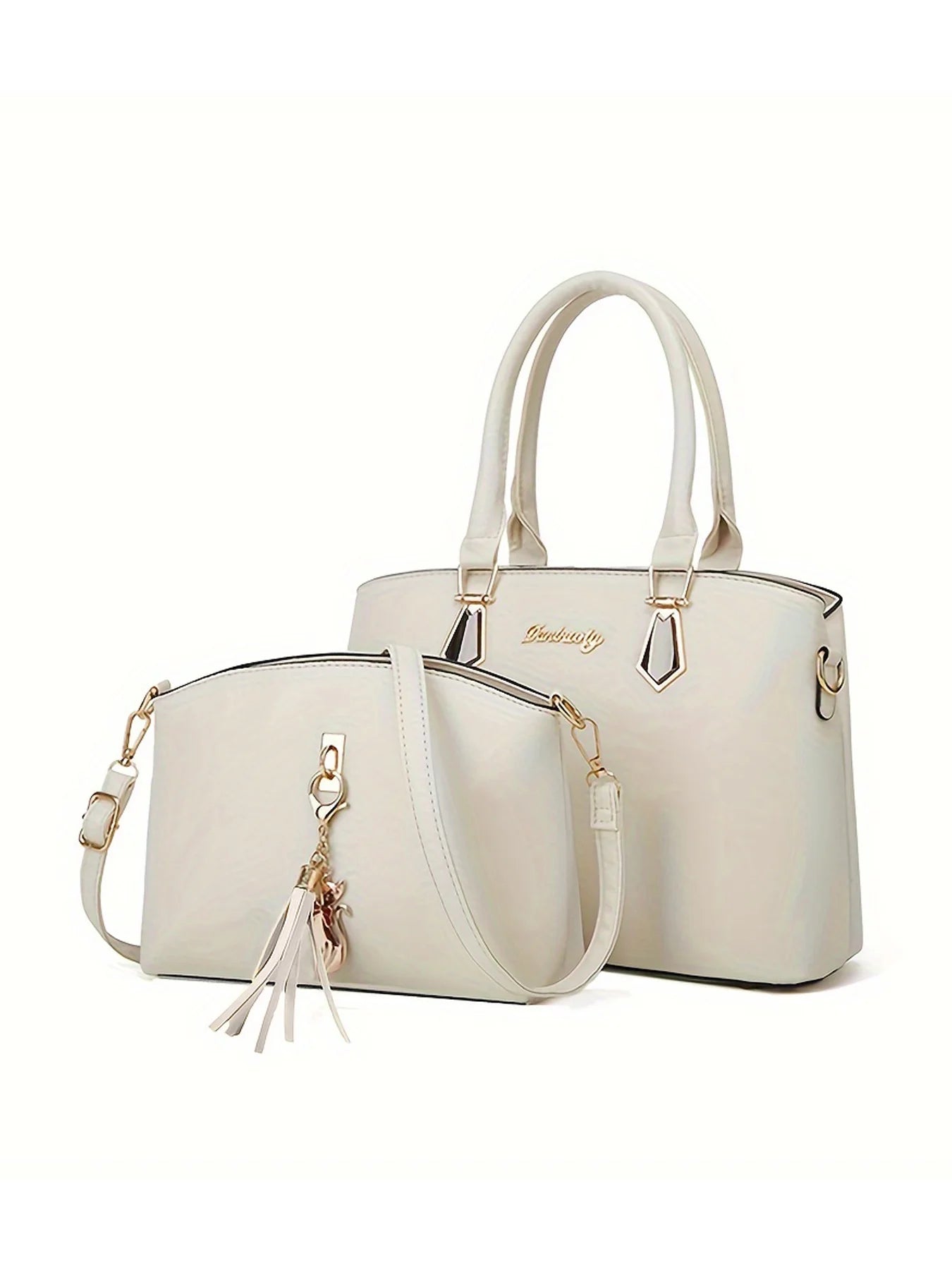 Simple Korean Style Women's Casual Tote Handbag WHITE / L