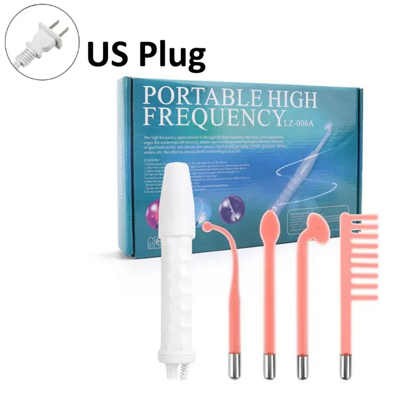 4 In 1 Electric Facial Wand for Acne &amp; Skin Tightening - High Frequency Therapy US Plug