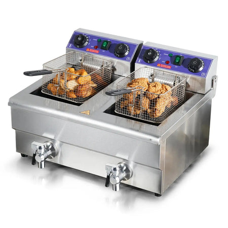 12L Dual Tank Stainless Steel Electric Deep Fryer