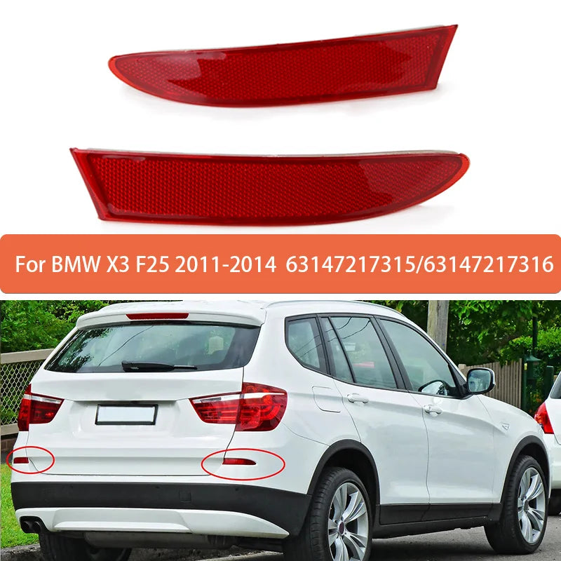Rear Bumper Reflective Strips Red ABS For BMW X3 F25