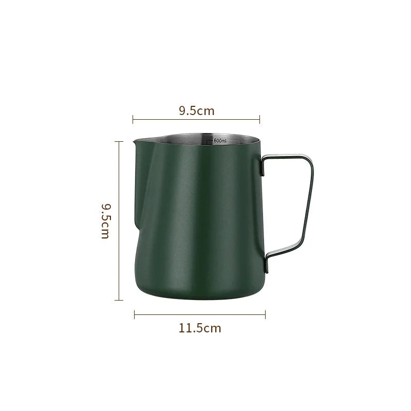 WUWANLI Stainless Steel Milk Frothing Pitcher &ndash; Precision Measurement for Perfect Latte Art 600ML Dark Green