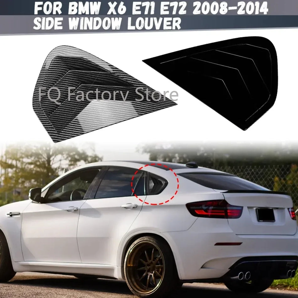 X6 Louver For BMW X6 E71 E72 2008-2014 Car Side Rear Window Louver Paste Type Carbon Fiber/Glossy Black Decorative Window Vent