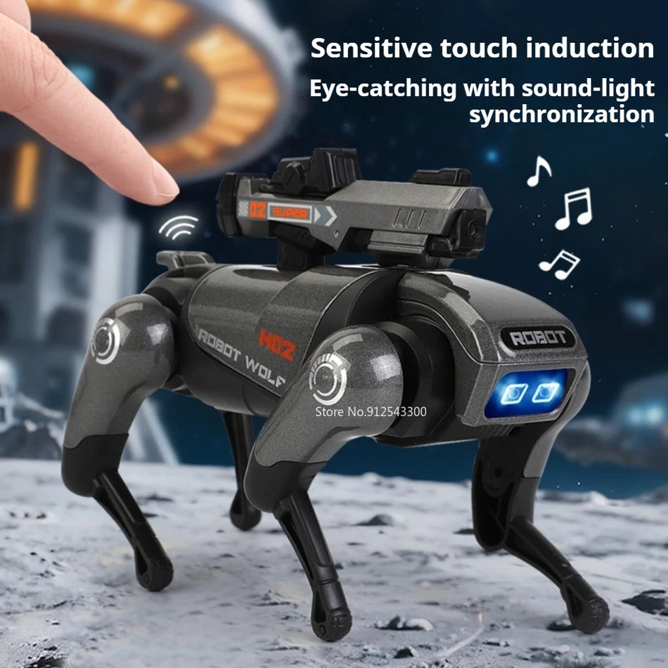 Sakausējuma diecast gājēju robots rotaļlieta ar skaņu, gaismu un taustes sensoru