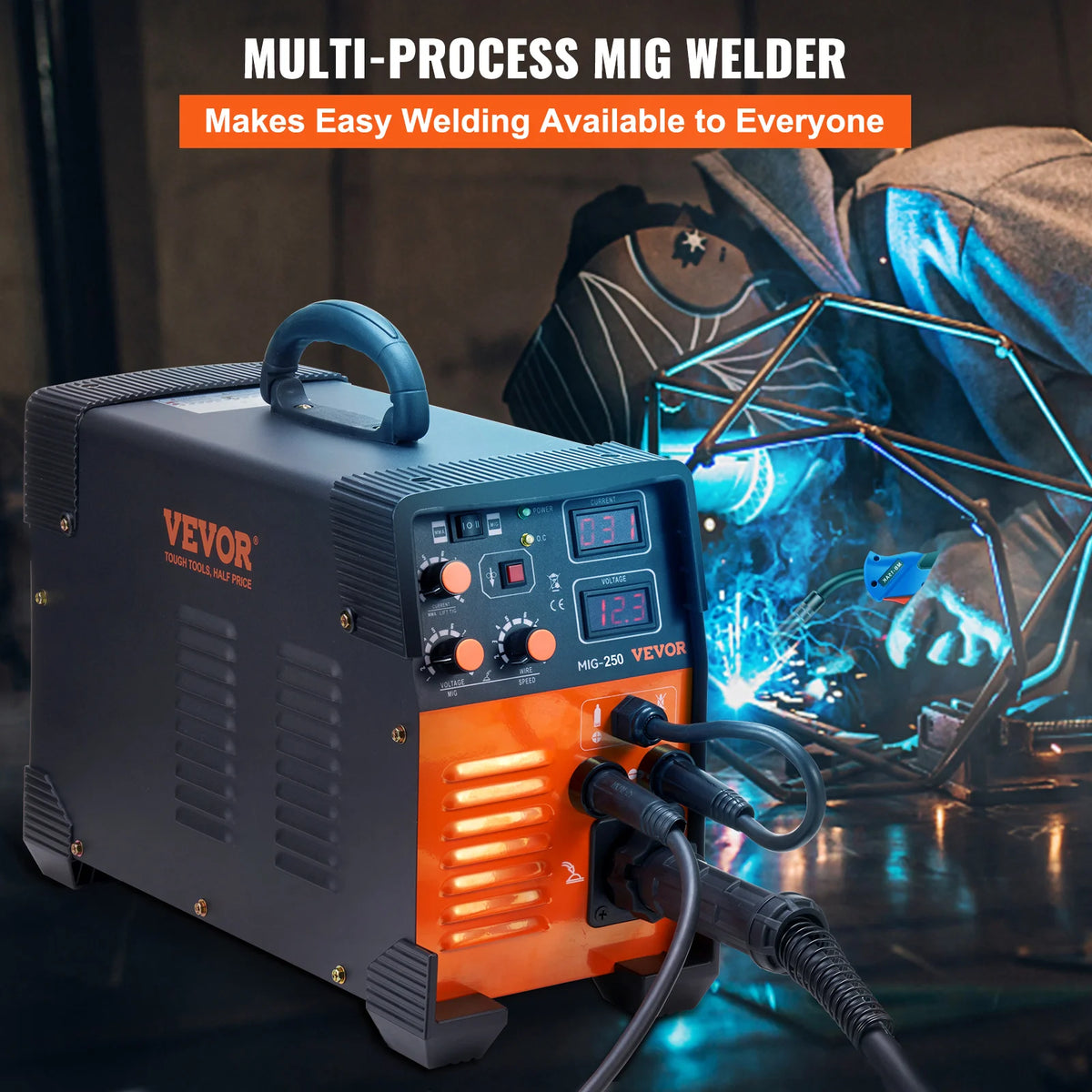 MIG-250 3 In 1 Portable Inverter Welder - Digital Display