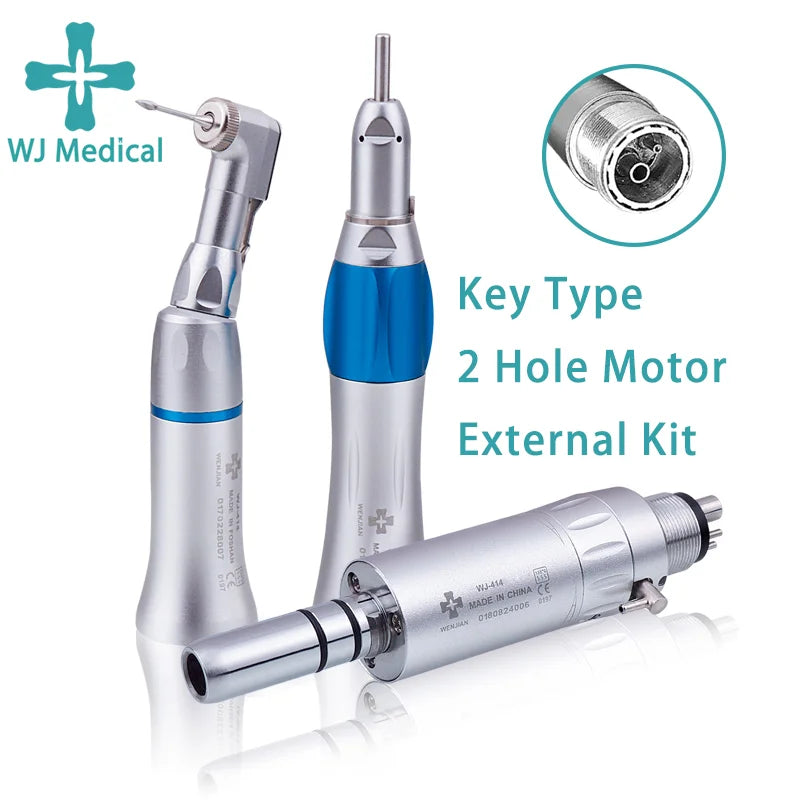 Dental Slow Low Speed External Handpiece Air Motor &ndash; Quiet 2 Hole Key Kit