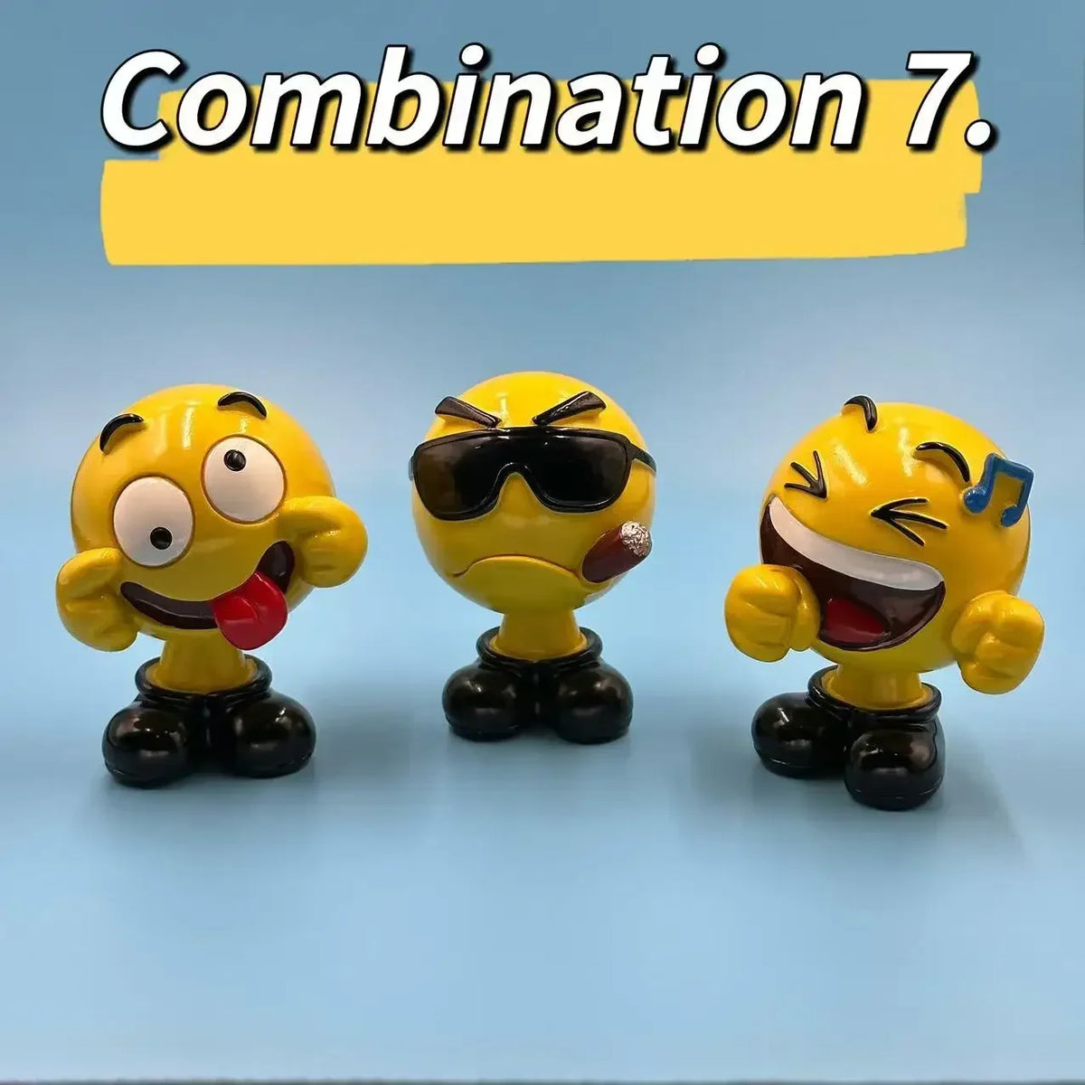 Funny Cartoon Car Bobblehead Pendants - 3PCS Resin Shaking Head Accessories for Interior D&eacute;cor Combination 7