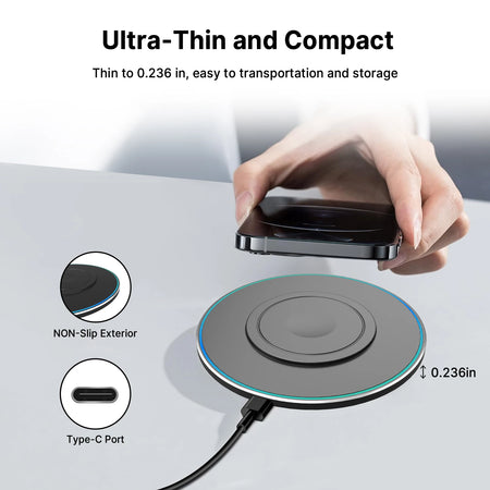 Wireless Charger Pad USB C &ndash; Fast 15W Qi Charging Station