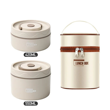 Microwavable Portable Stainless Steel Lunch Box &ndash; Leakproof WHITE / Microwave oven style / 420ml and 550ml