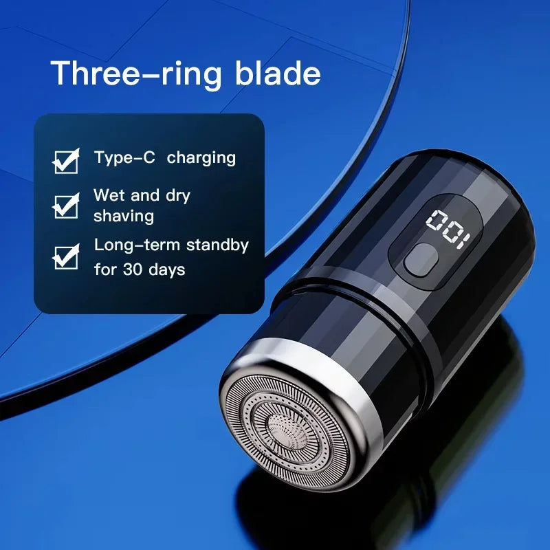 Mini Electric Shaver - USB-C Rechargeable &amp; Waterproof Portable Shaver Black