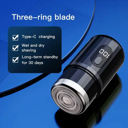 Mini Electric Shaver - USB-C Rechargeable &amp; Waterproof Portable Shaver Black