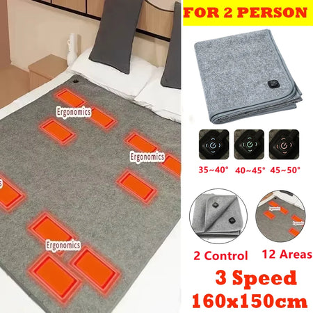 Electric Heating Blanket USB Car &ndash; Three Speed Thermostat 160 x150cm
