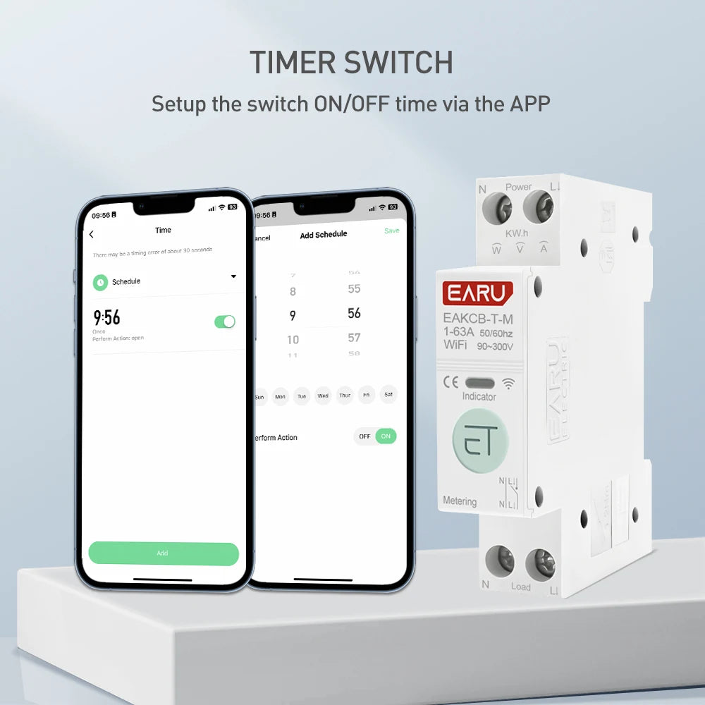 Tuya WiFi Zigbee Smart Circuit Breaker MCB 1P+N 63A with Remote Control and Energy Monitoring