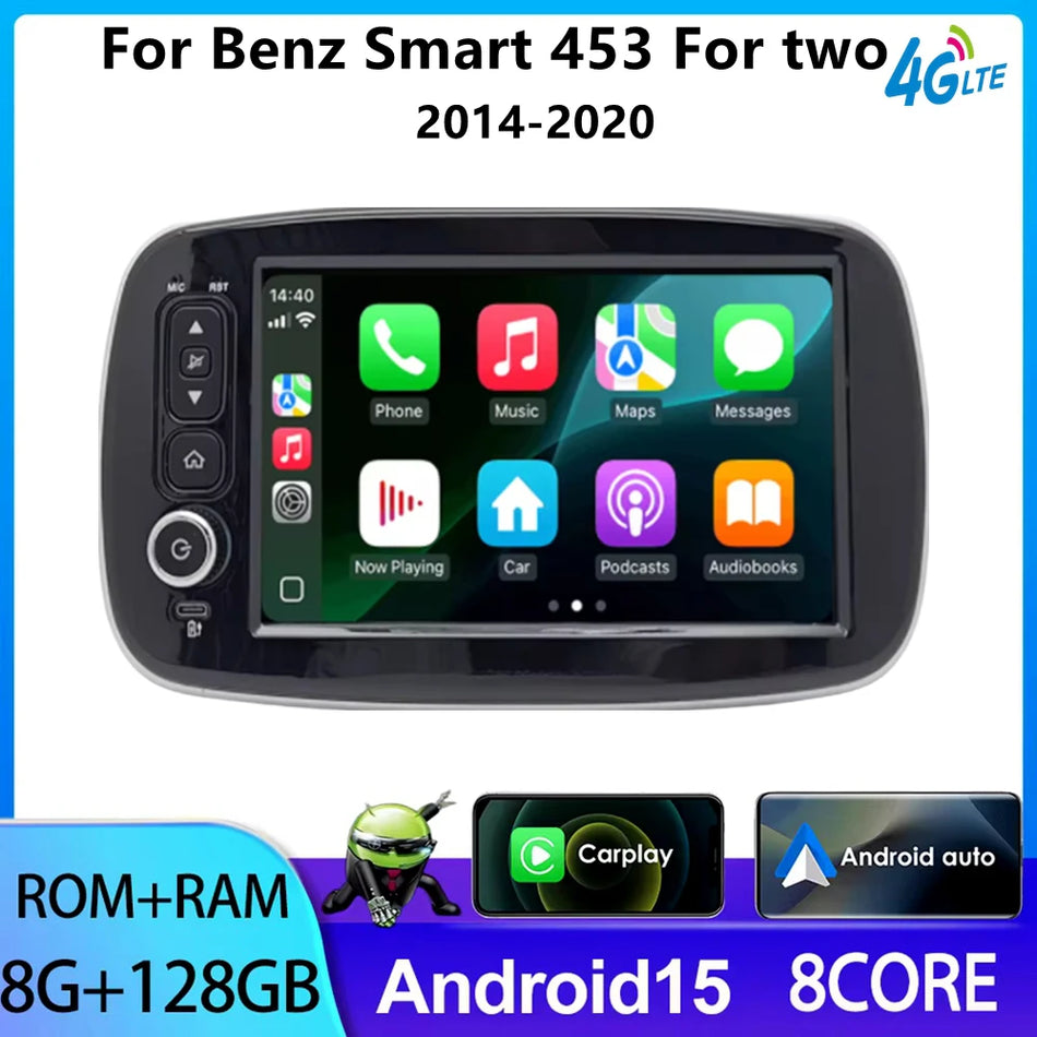 8-calowy radio samochodowe Android 15 z Carplay do Mercedes-Benz Fortwo Smart 453