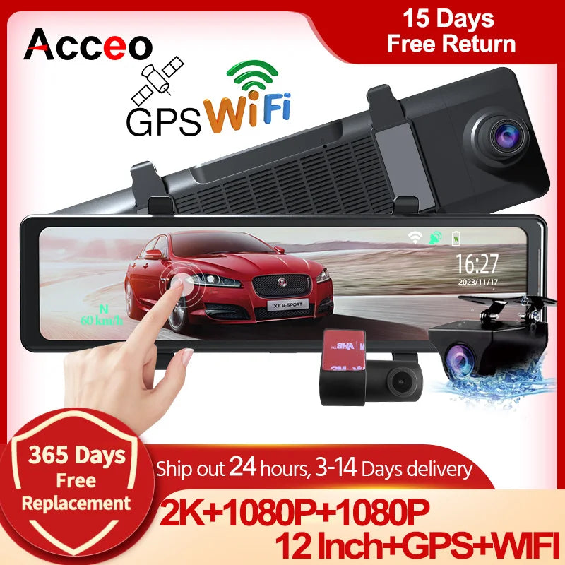 Dashcam Aceeo 2K GPS 11.2 Mirror &ndash; Night Vision 3 Camera