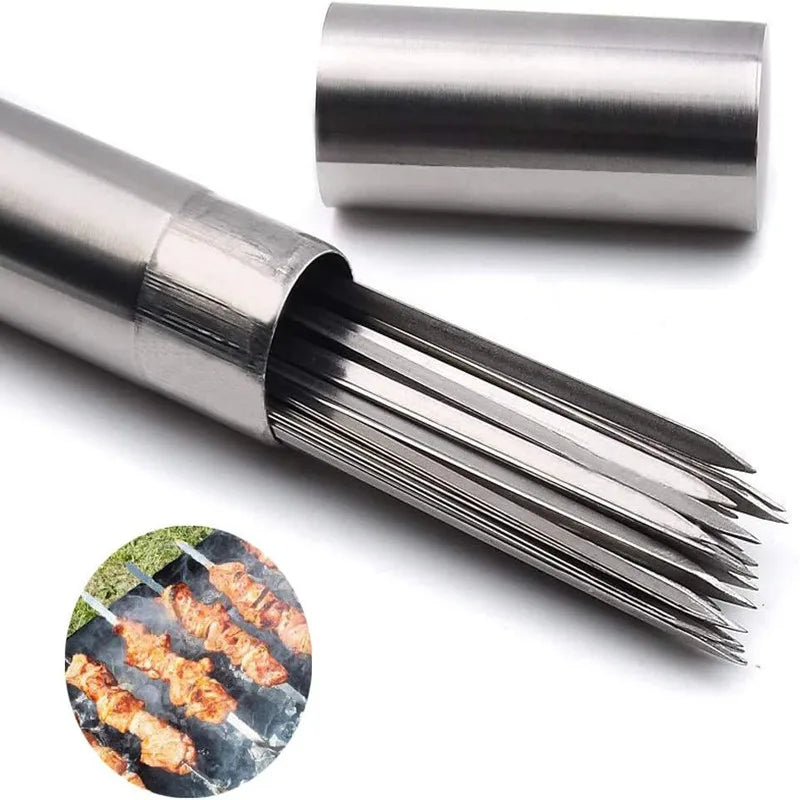 Stainless Steel Barbecue Skewers - Reusable BBQ Kebab Sticks for Grilling