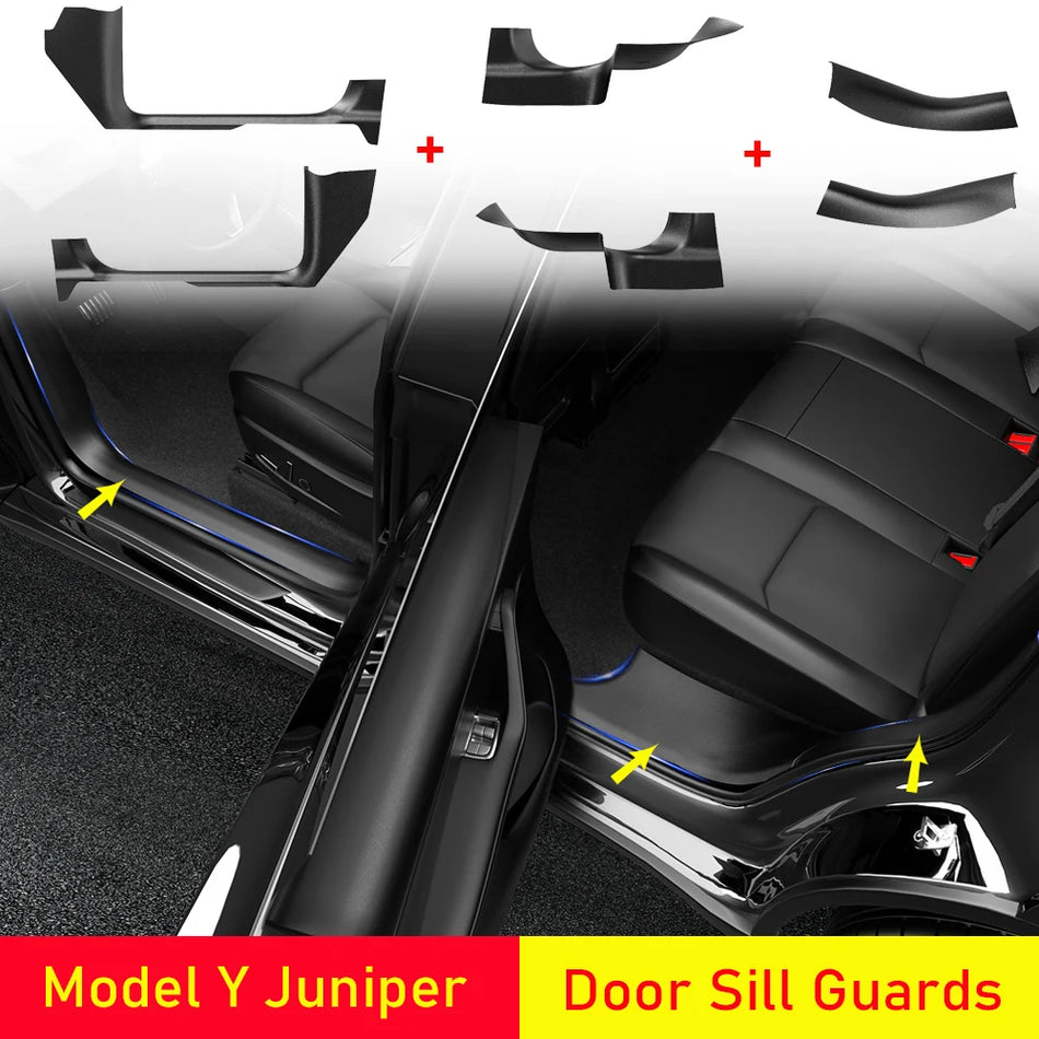 Door Sill Guards With Anti Kick Pad For Tesla Model 3 Y