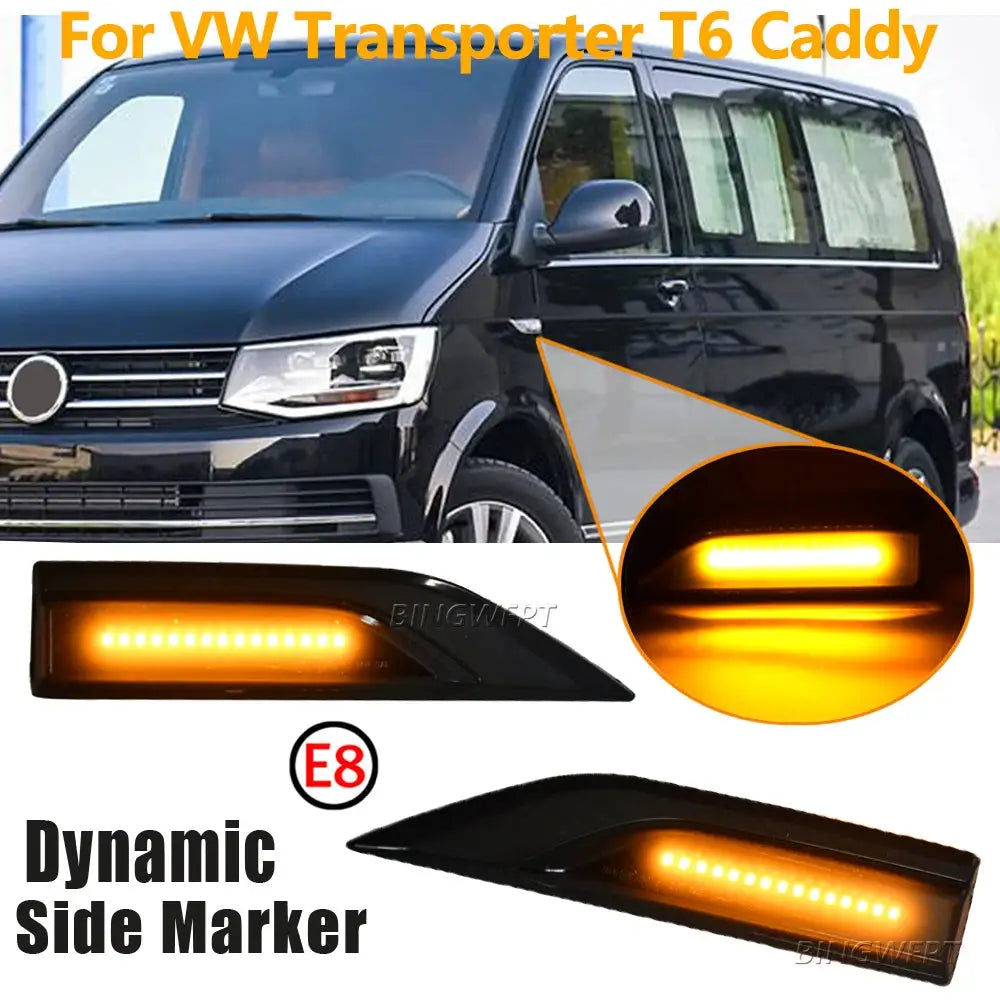 Dynamic Side Marker For VW Volkswagen T6 Transporter Multivan Caddy LED Fender Light Turn Signal Lamp 2016 2017 2018 2019 by InterCyprus Trading Ltd