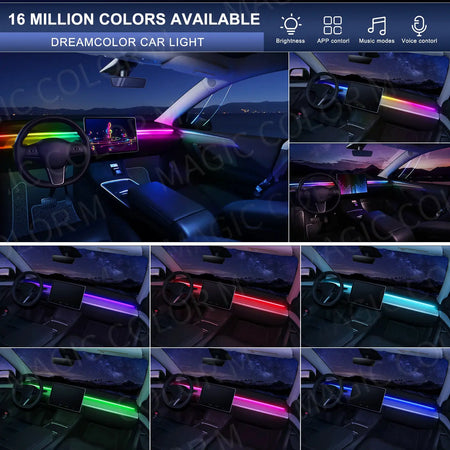 78inch 200cm 150cm LED Car Ambient Light Front Dashboard Windshield 64 Color RGB Symphony Interior Atmosphere Lamp App Control by InterCyprus Trading Ltd