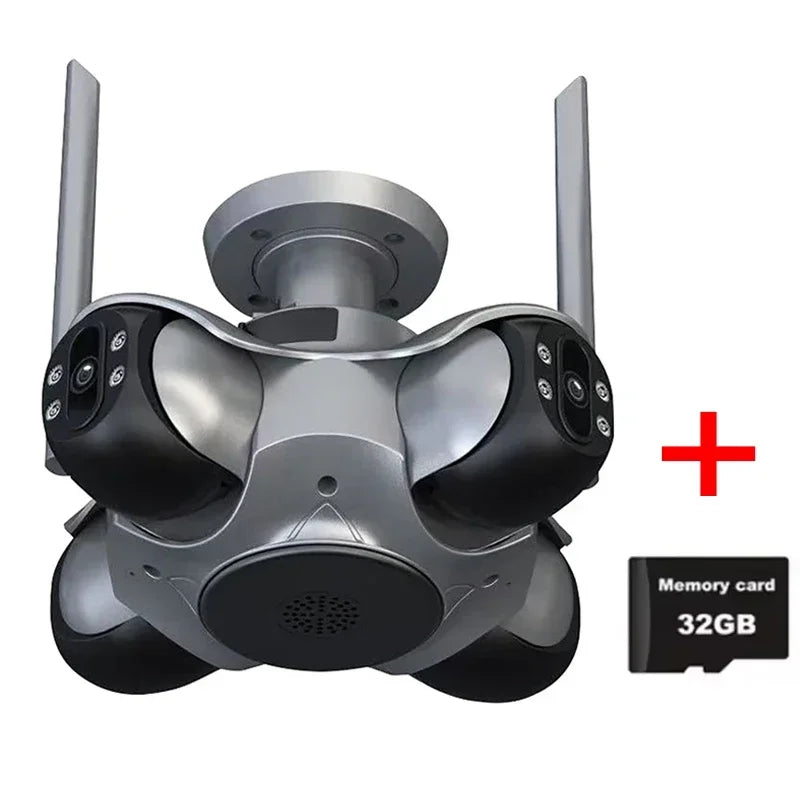 20MP HD Four Screens WiFi IP Camera &ndash; Auto Tracking With 32GB Card / EU Plug