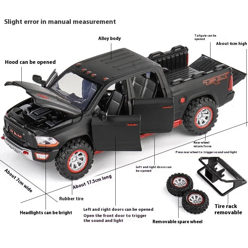 Diecast Alloy Model With Sound And Lights For Dodge Ram 1:32 Scale