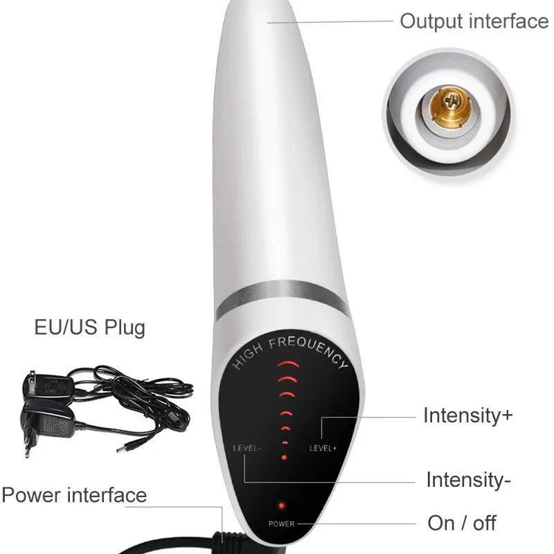 Newest 6 In 1 Spark Electrodes High Frequency Wand &ndash; Glow