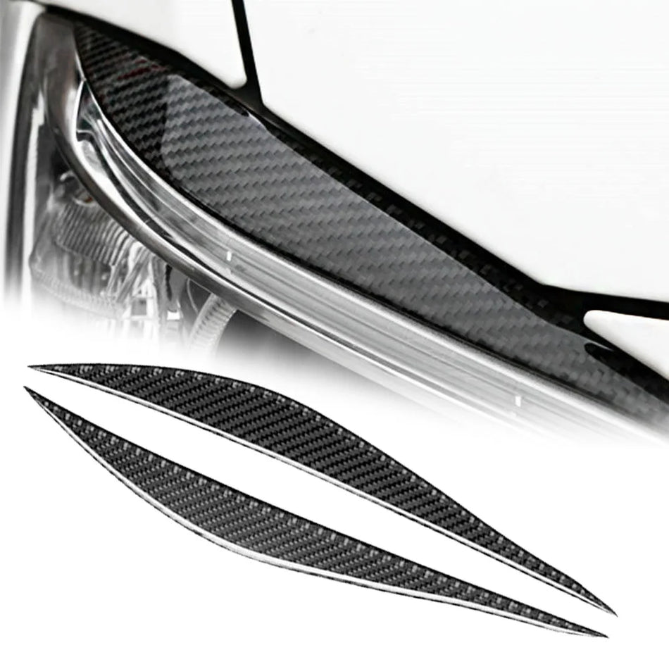 Headlight Eyebrow Covers for BMW 3 Series F30 Carbon Fiber Finish with Rubber Backing