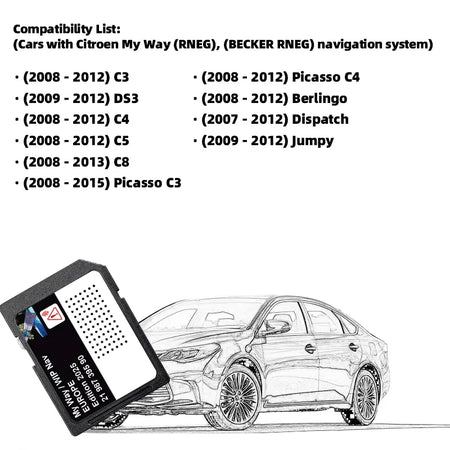 Sat Nav MyWay SD Card T1000-39240 &ndash; Europe Morocco Map 2025 CHINA / for Citroen My Way