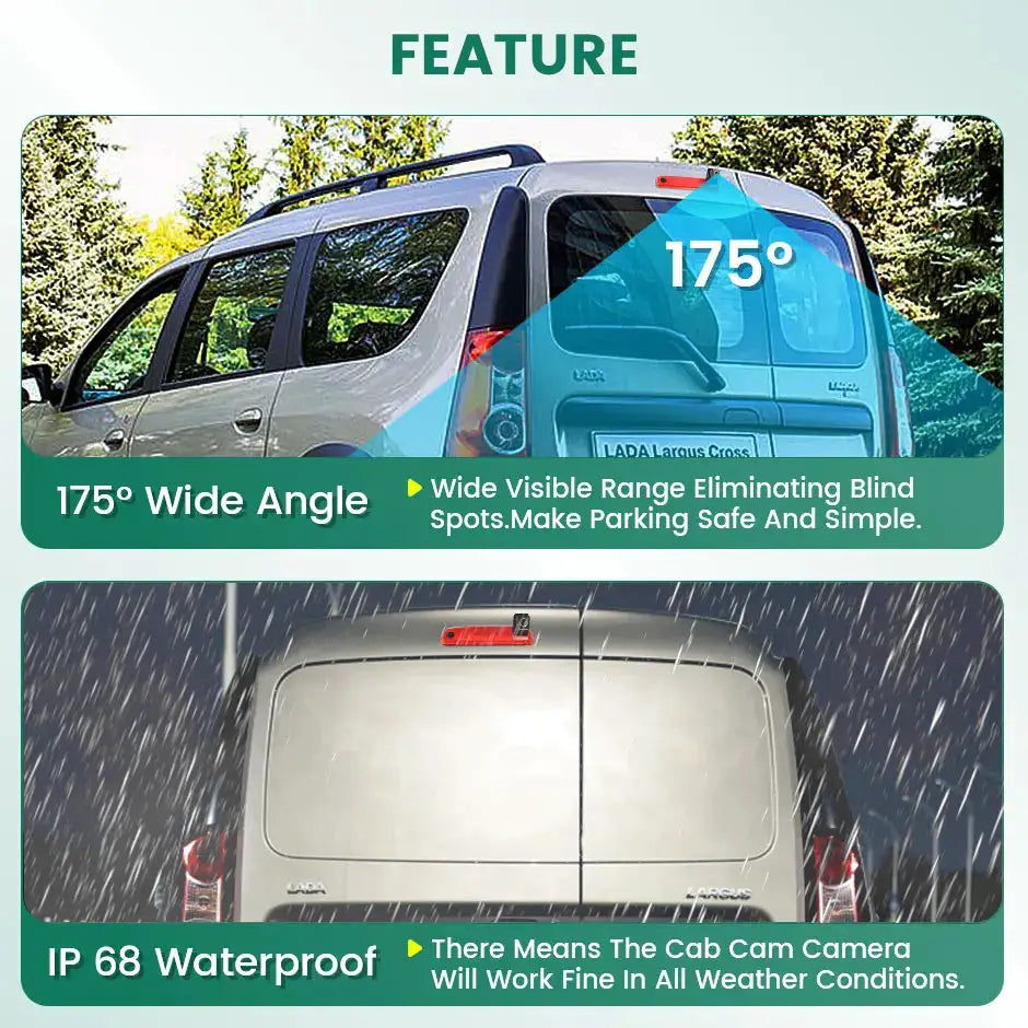 GreenYi 170° AHD 1080P Brake Light Reverse Camera For Lada Largus Cross/Dacia Dokker 2012-2025 3rd Third Backup Parking Camera by InterCyprus Trading Ltd