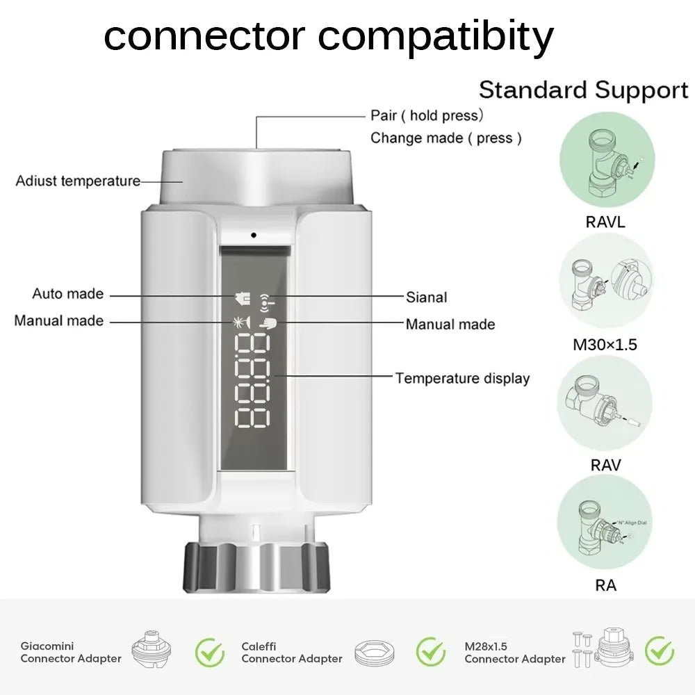 Tuya Smart Bluetooth Radiator Actuator with Programmable Thermostat