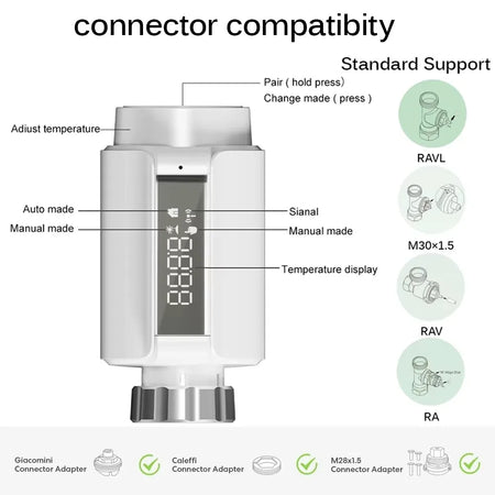 Tuya Smart Bluetooth Radiator Actuator with Programmable Thermostat