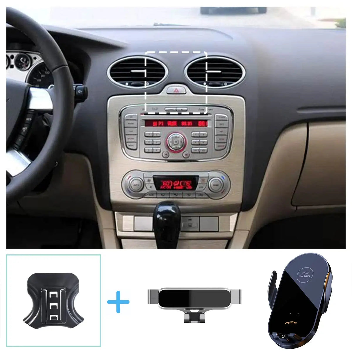 Ford Focus MK2 Wireless Charging Phone Holder Gravity Stand