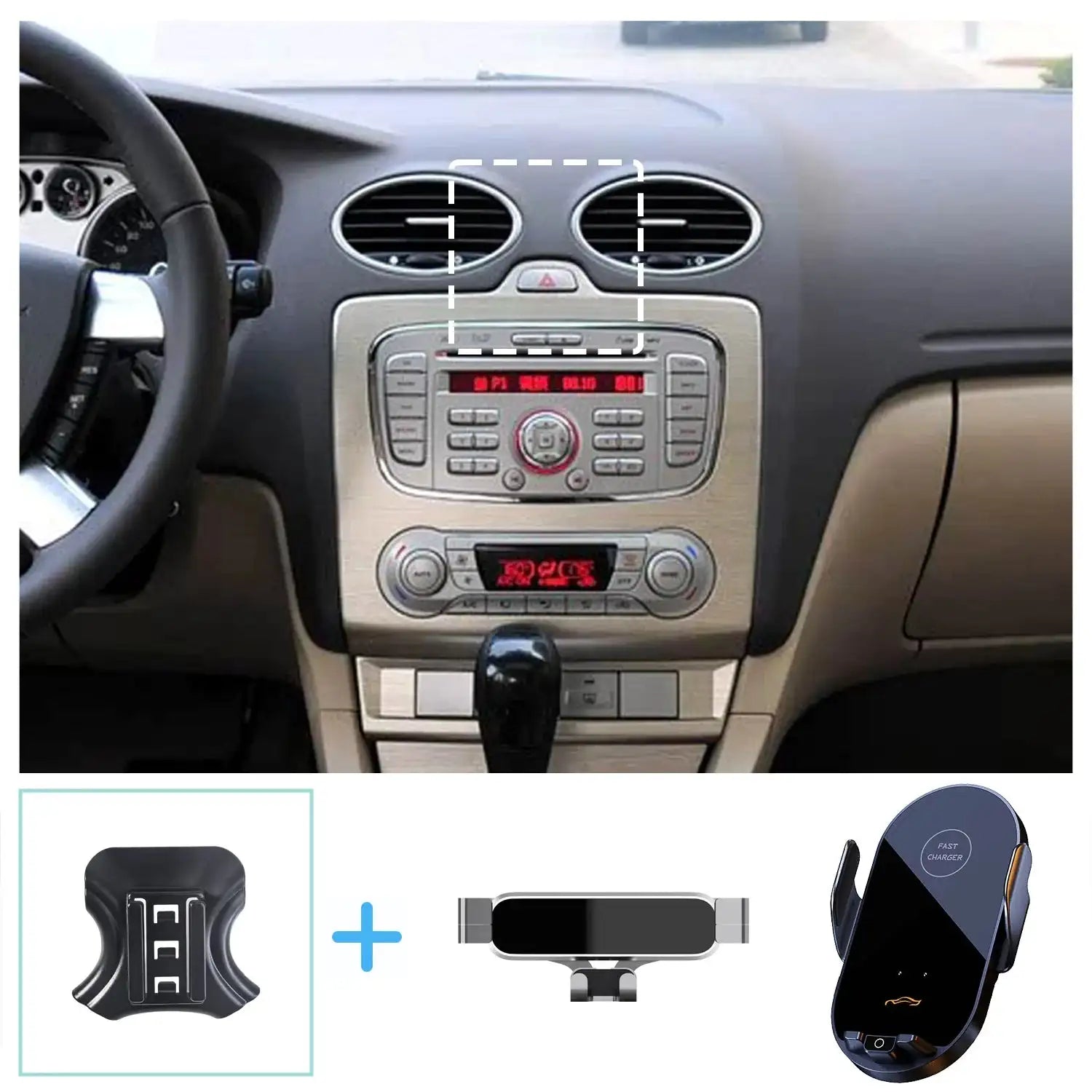 Ford Focus MK2 Wireless Charging Phone Holder Gravity Stand