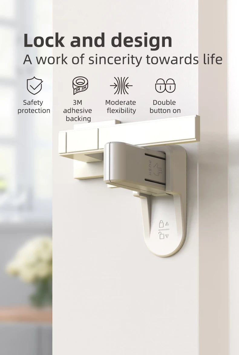 Childproof Door Lever Lock for Cabinets and Drawers ABS Plastic