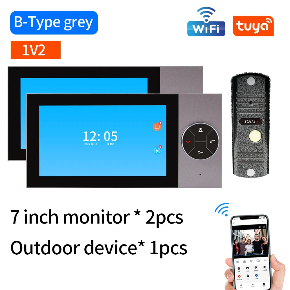 1080P 7in Touch Screen Video Intercom Kit &ndash; Motion Alerts grey-1V2
