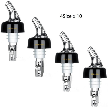 Automatic Measure Liquor Pourers &ndash; Durable Virgin Plastic 10PCS Per Size