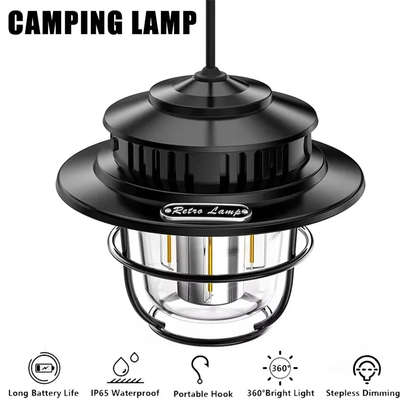 Retro Portable Camping Lantern &ndash; Waterproof Dimmable Light