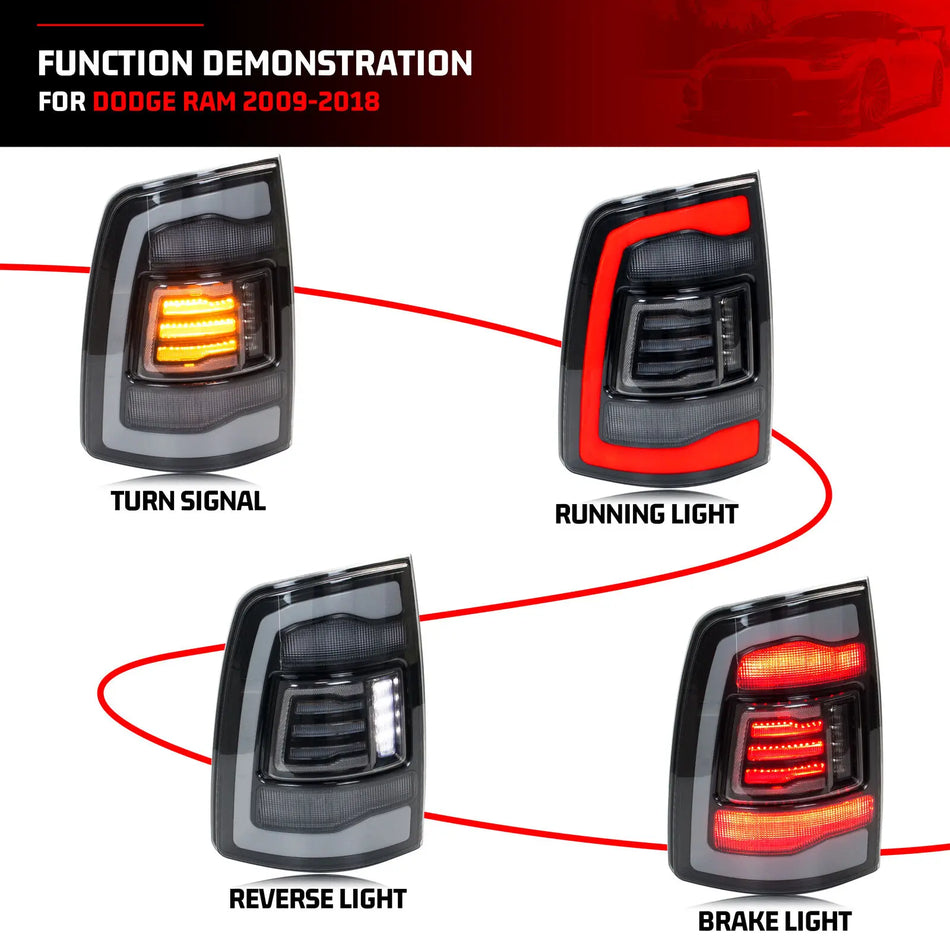 Xunder LED tylne światła do Dodge Ram 1500 2500 3500 2008-2018 4. generacji sekwencyjne kierunkowskazy przezroczyste tylne lampy