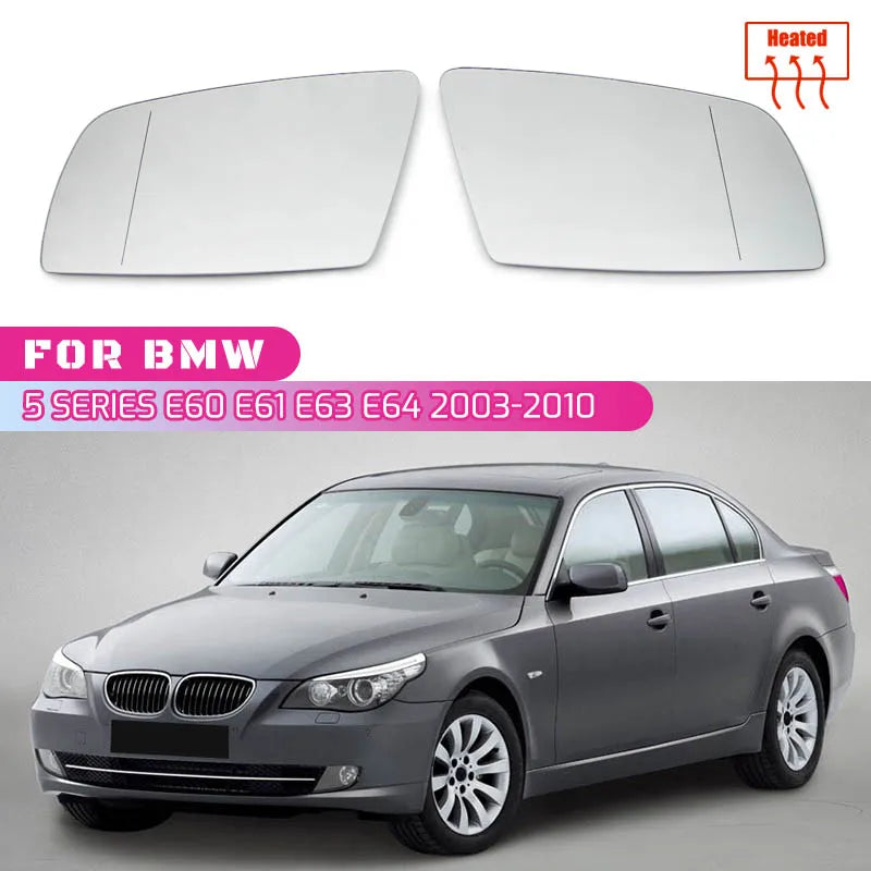 Kairysis ir dešinysis plačiaekranis veidrodis stiklas BMW 5 serijai E60