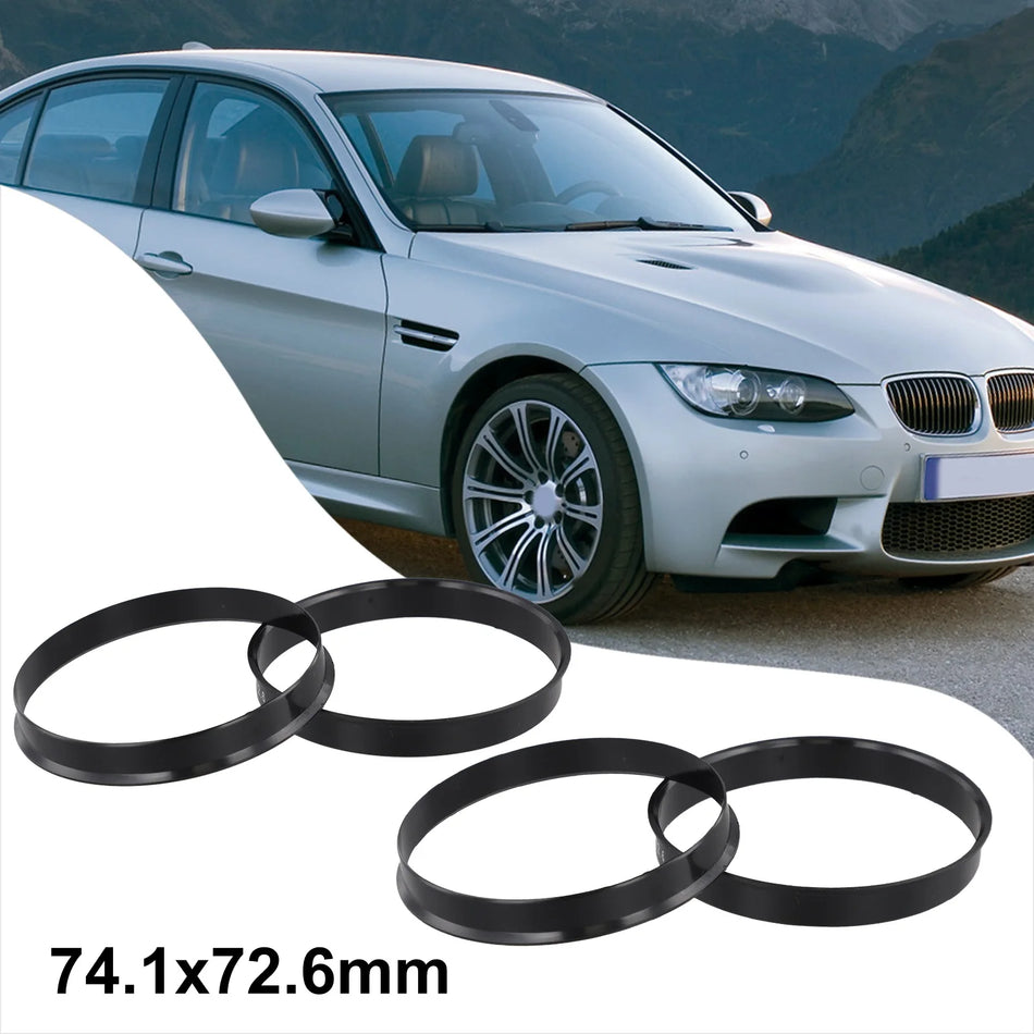 Hub centrinis žiedų rinkinys 74.1x72.6mm BMW, keturių centrinių tarpų tarpiklis, juodas
