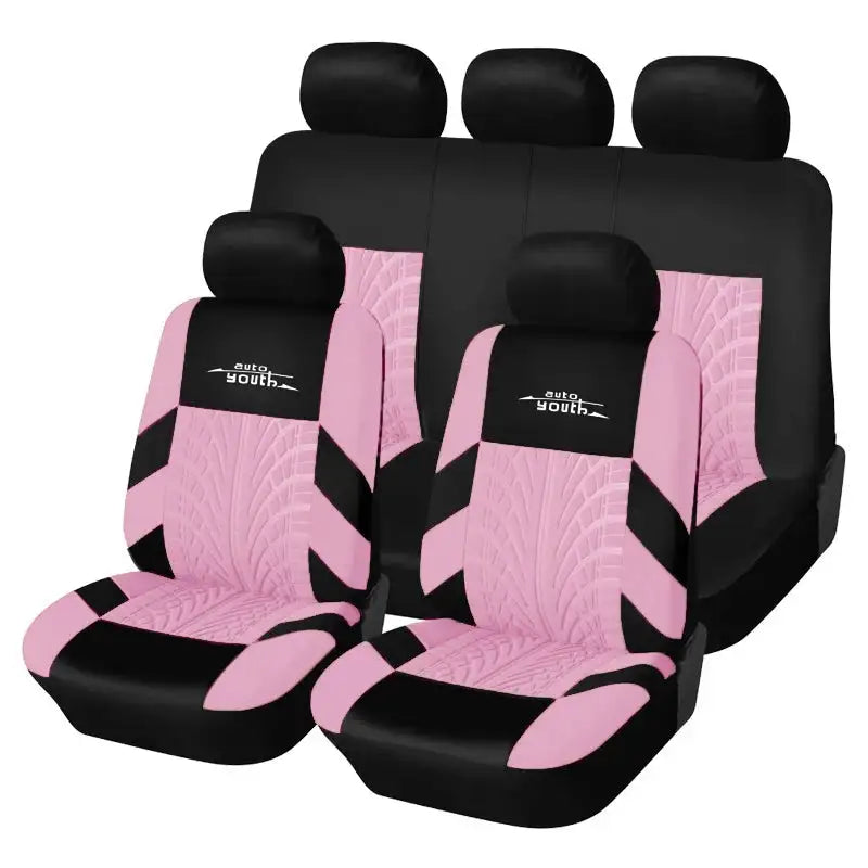 Autoyouth Car Seat Covers Set &ndash; Universal Fit For Most Cars Pink full set