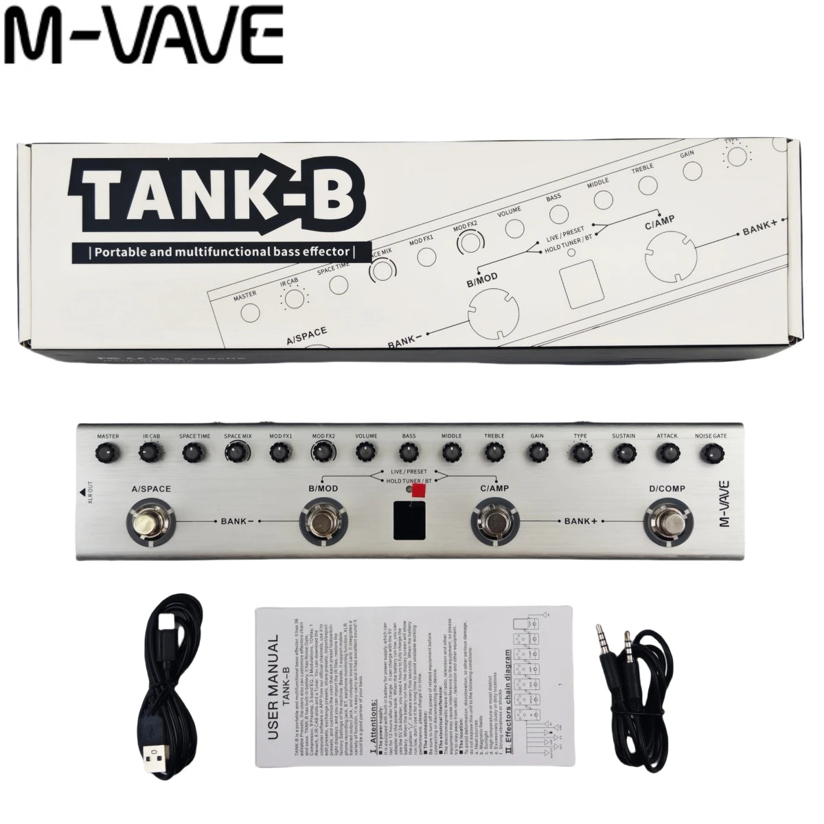 M-VAVE Tank-B/G/MINI Bass Multi-FX Pedal &ndash; 36 Presets TANK-B