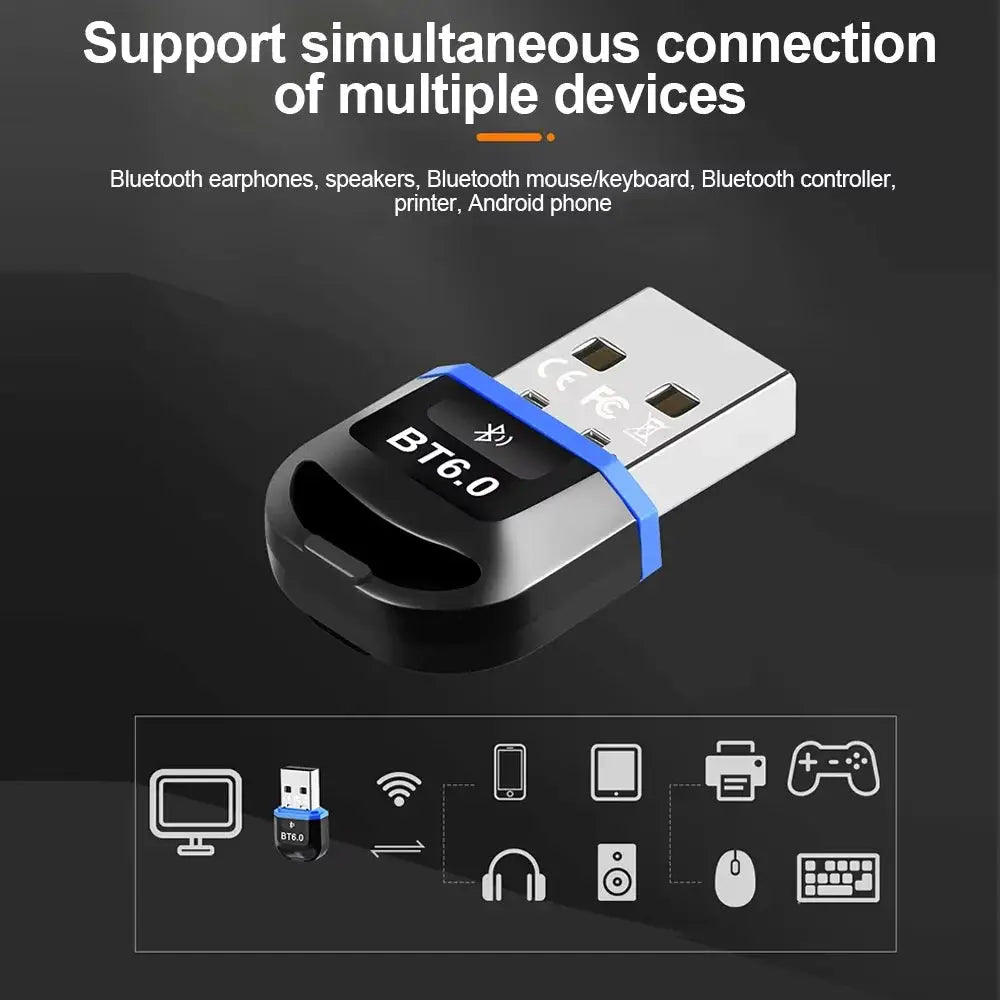 KEBIDUMEI USB Bluetooth 6.0 Adapter BT6.0 Dongle for PC Win11/10/8.1 Bluetooth Receiver Transmitter for Keyboard/Mouse/Headphone by InterCyprus Trading Ltd